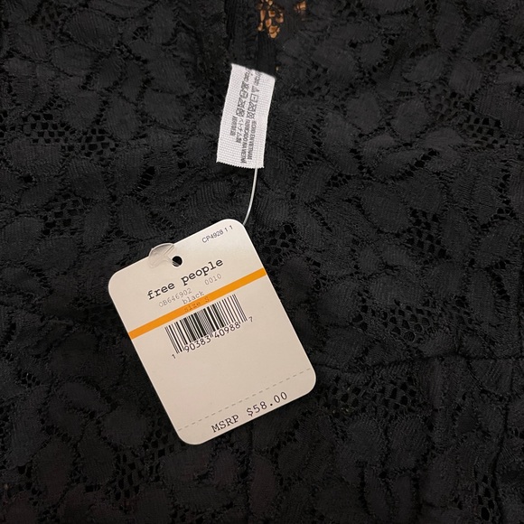 Free People Avery Lace Bodysuit in Black - Size Small, Deep V Neck Bodysuit NWT - Picture 7 of 9